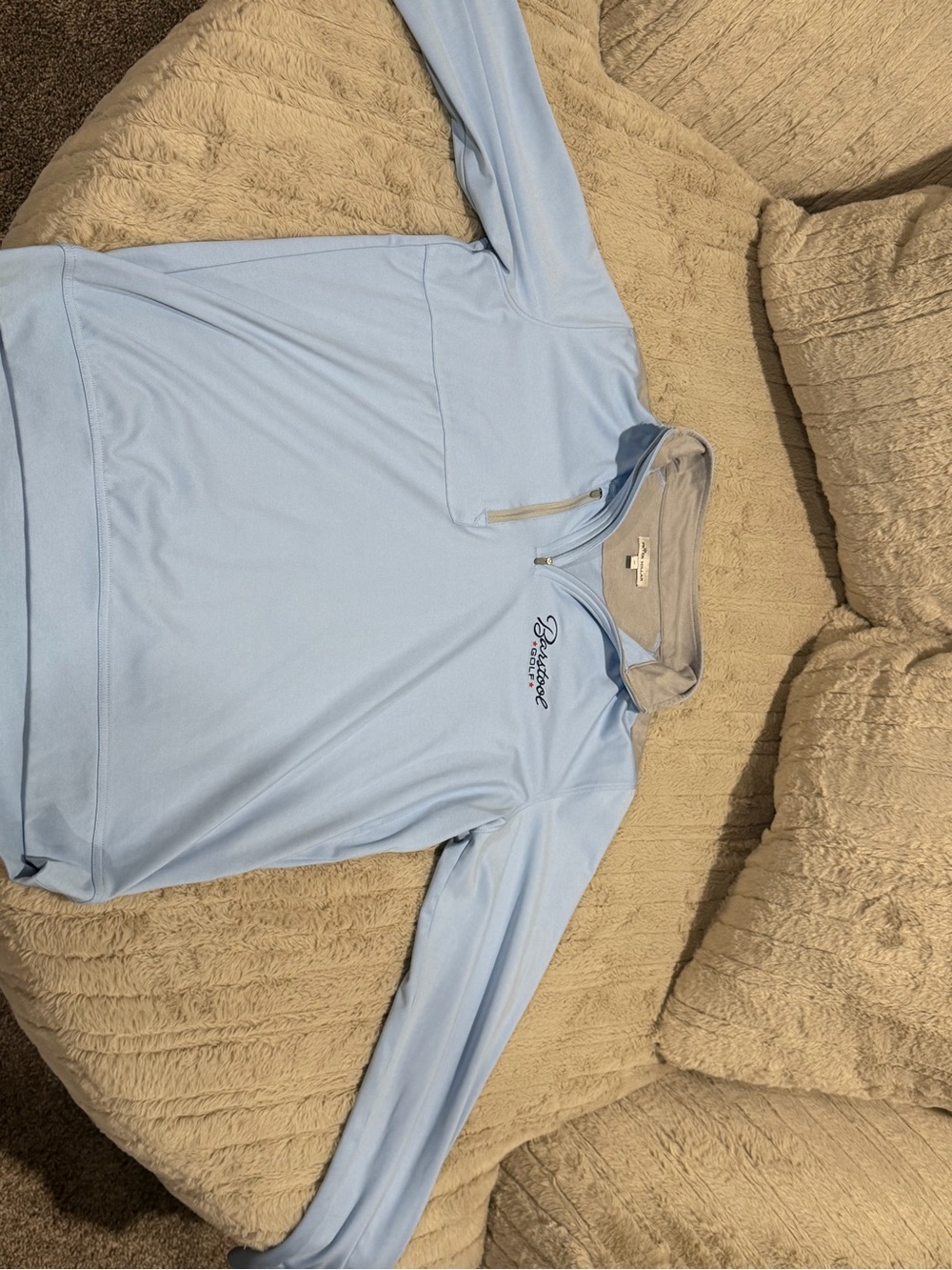 Peter Millar Golf Light Blue Barstool Quarter-Zip